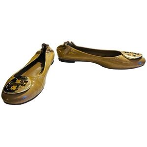 Tory Burch Reva Ballet Flats Beige Comfy Patent Leather Size 6 NWOT
